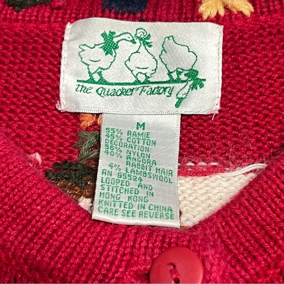 The Quacker Factory Vintage Red Angel Cardigan Size Medium - Picture 7 of 11